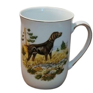 ROYAL CROWN vintage brown retriever mug thin gold rim